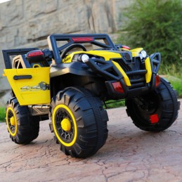 KIDS LARGE SIZE 4*4 MOTOR WITH REMOTE CONTROL AND MANUAL BATTERY OPERATED JEEP (YELLOW)