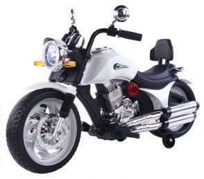 BATTERY OPERATED ELECTRIC RIDE ON BIKE FOR KIDS, WITH HAND ACCELERATOR AND PEDAL BRAKE FOR 3-7 YEARS (WHITE)