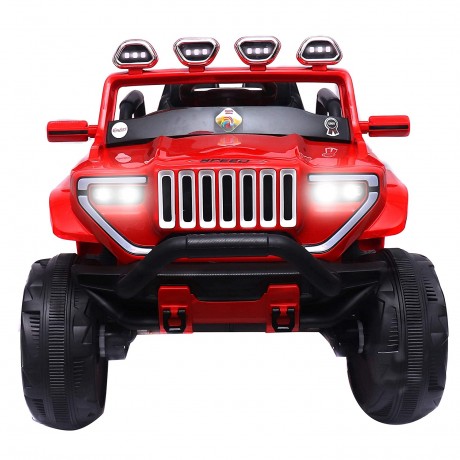 12V RECHARGEABLE 4X4 BATTERY OPERATED RIDE ON JEEP TO DRIVE FOR 2-7 YEARS KIDS/CHILDREN/BABY/GIRLS/BOYS WITH SWING OPTION, MUSIC, LIGHTS AND REMOTE CONTROL (RED)