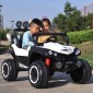 KIDS SUPER BIG SIZE 4*4 DOUBLE SEATER ELECTRIC JEEP FOR KIDS, 12V BATTERY OPERATED RIDE ON TOYZOO JEEP , WITH MUSIC AND REMOTE CONTROL(WHITE)